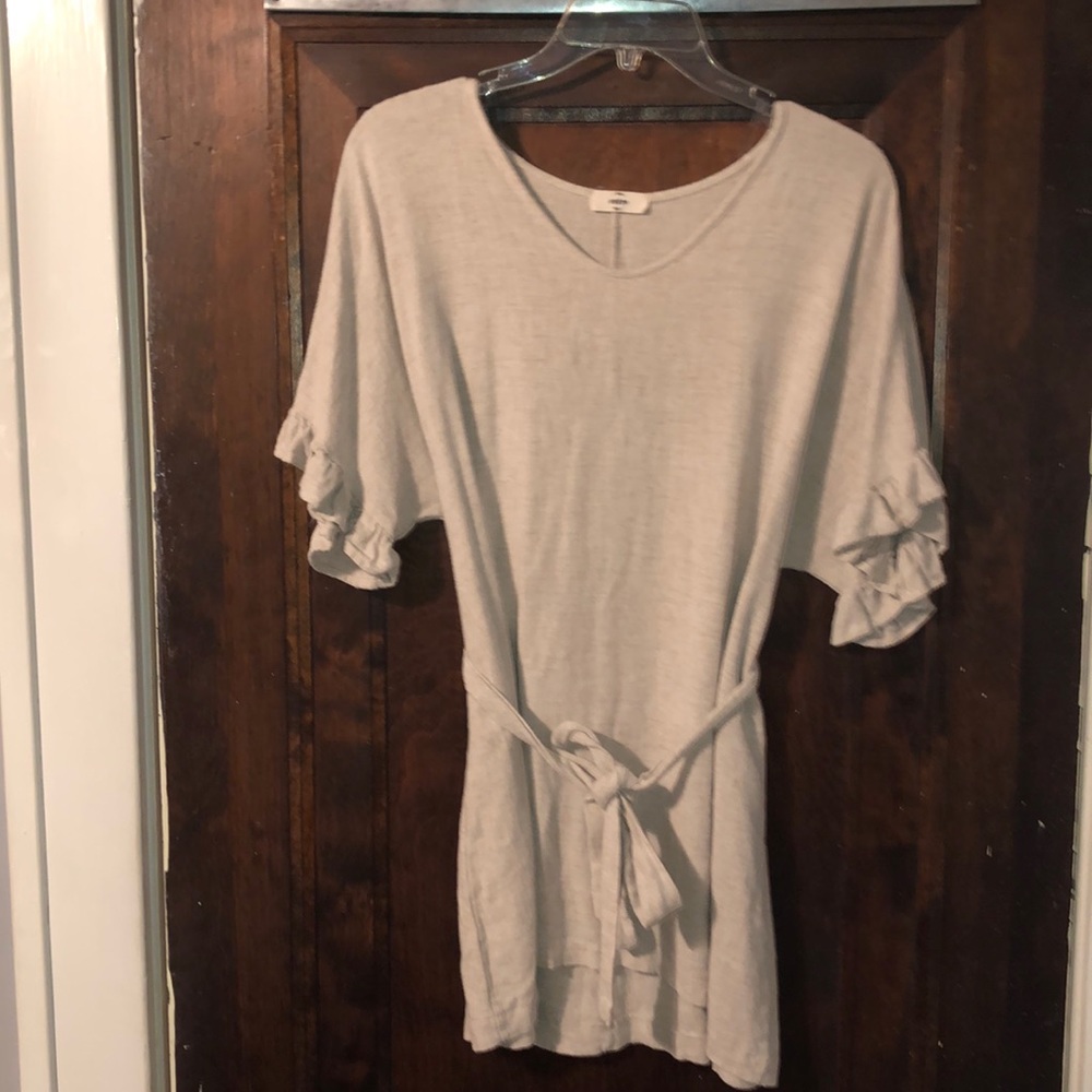 Boutique Ruffle Sleeve Linen Dress